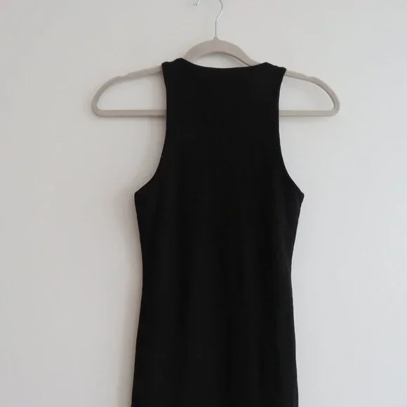 GOOD AMERICAN The Body Sculpted Midi Dress Black Minimalist Bodycon Size 0 / XS - Picture 7 of 12